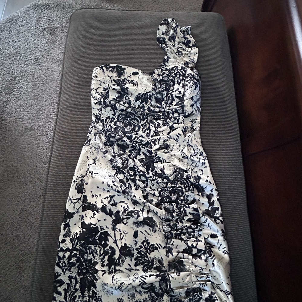 Ruby Rox One Shoulder Black and White Dress